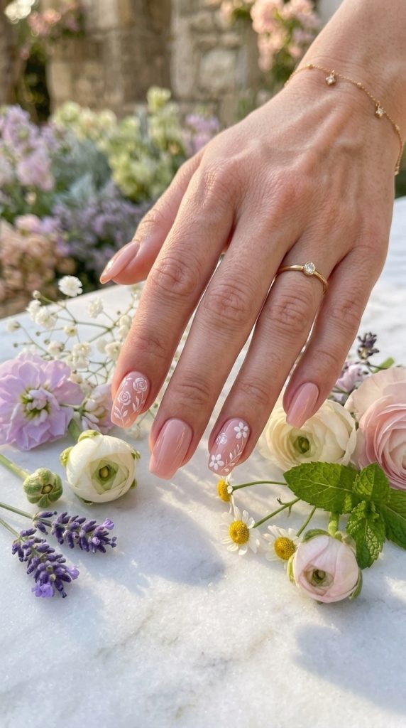 Floral Accent Nails