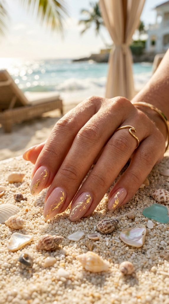 Gold Foil Beach Nails