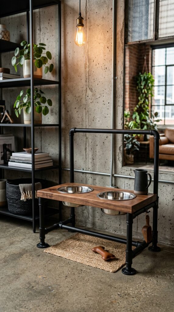 Industrial Pipe and Wood Stand