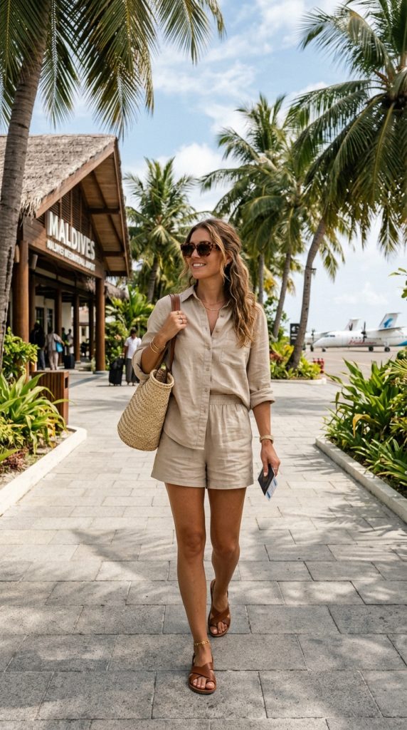 Matching Linen Shirt And Shorts Set