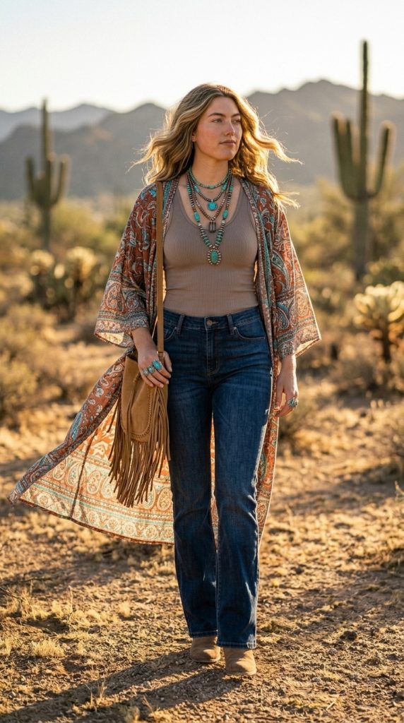 Maxi Kimono with Bootcut Jeans