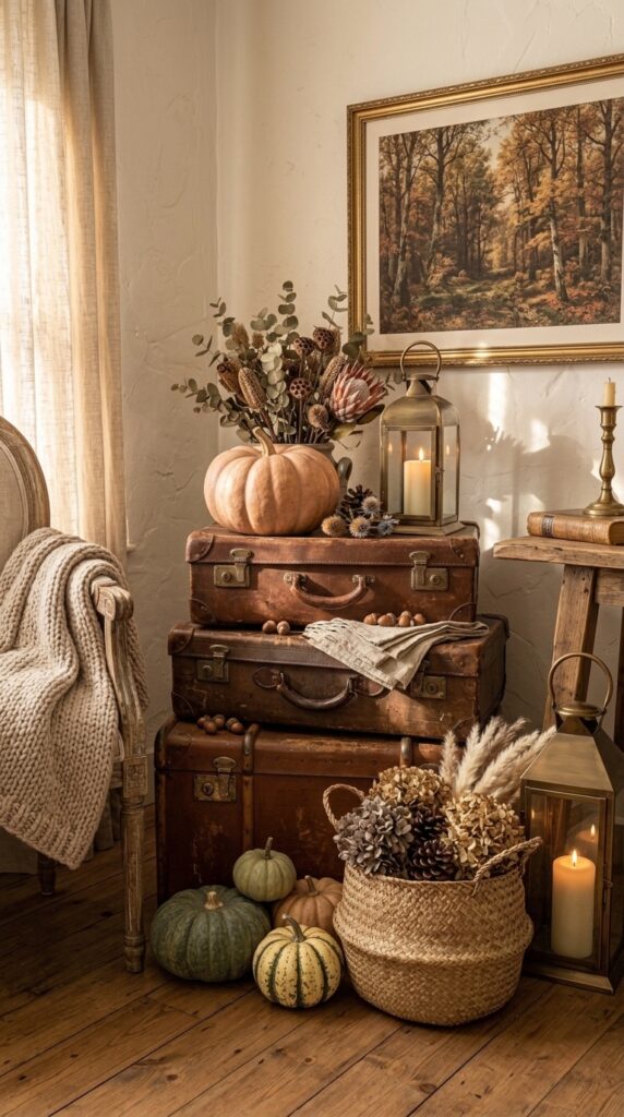 Mix Pumpkins with Vintage Crocks