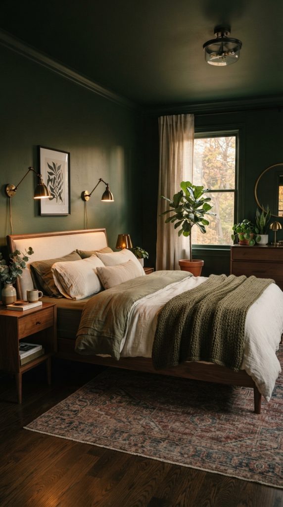 Moody Forest Green Bedroom