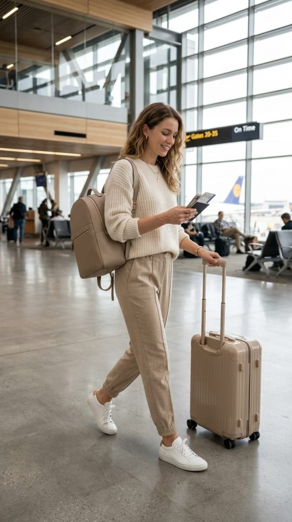 Neutral Sweater With Jogger Pants