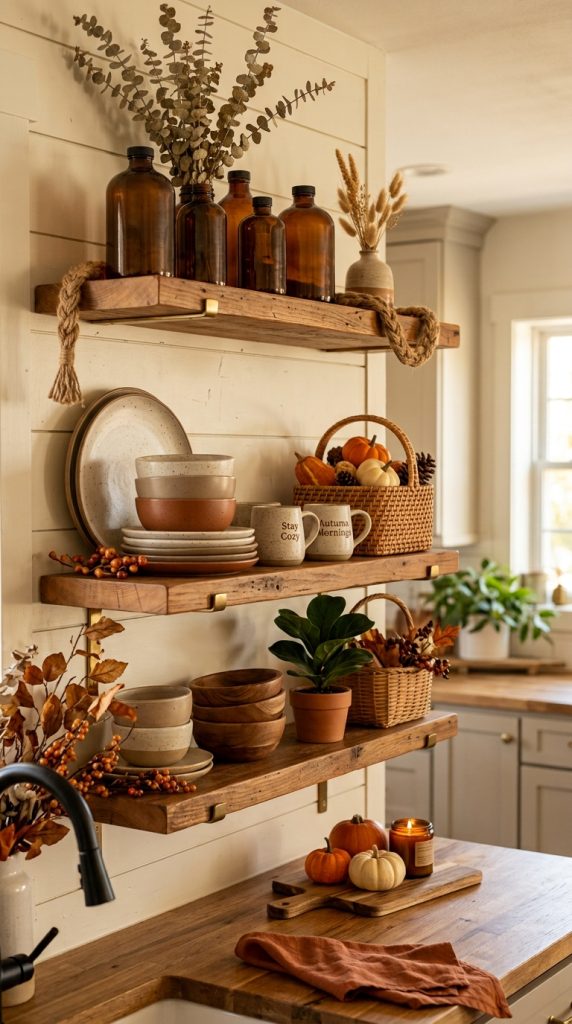 Open Shelves With Seasonal Decor