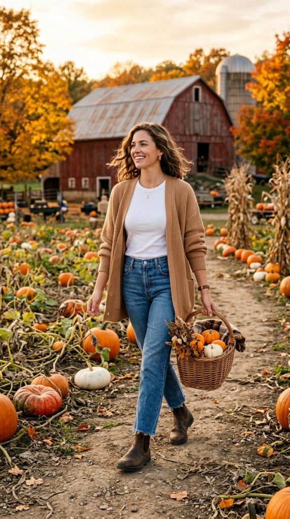 Oversized Cardigan with Straight-Leg Jeans