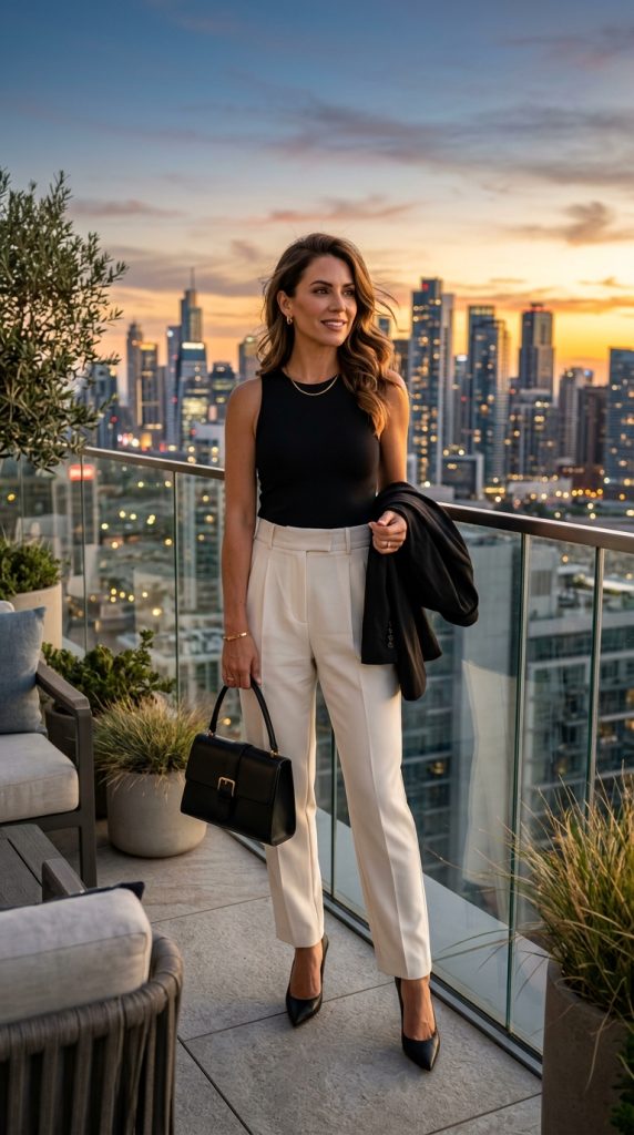 Pleated Trousers With A Sleeveless Top