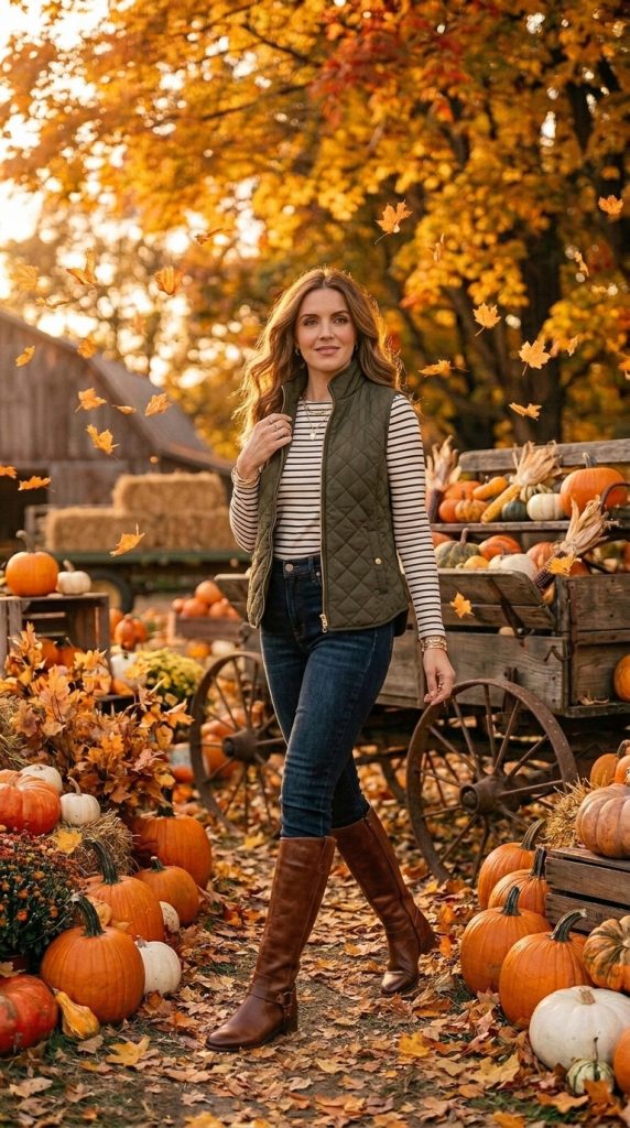 Quilted Vest with Long Sleeve Top