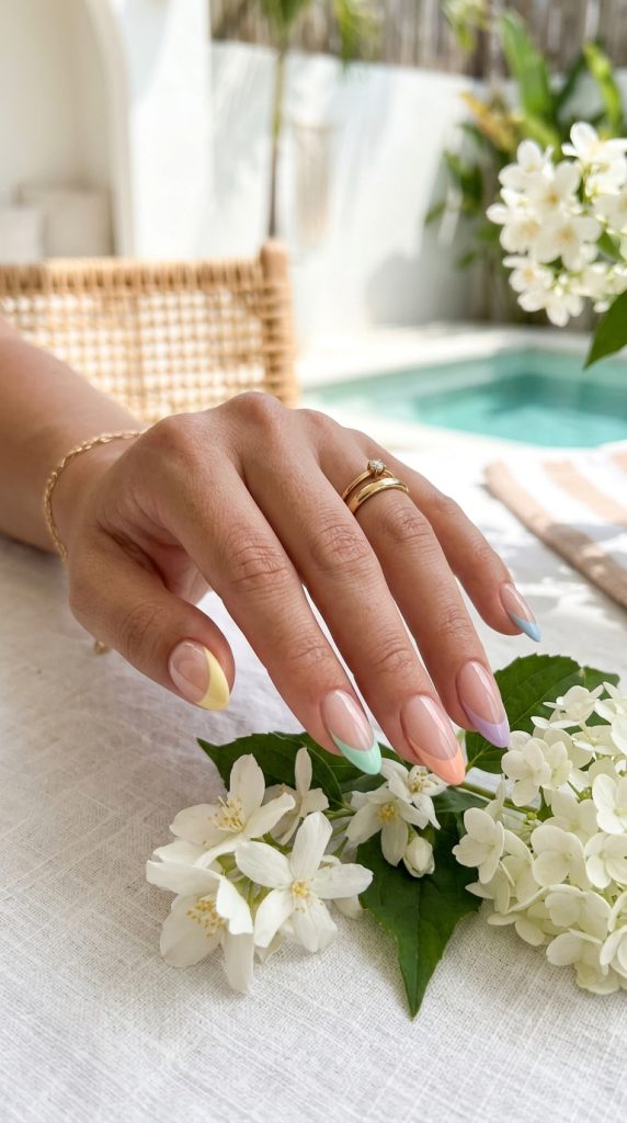 Rainbow Pastel French Tips