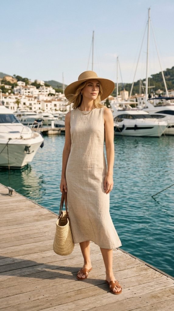 Sleeveless Linen Midi Dress