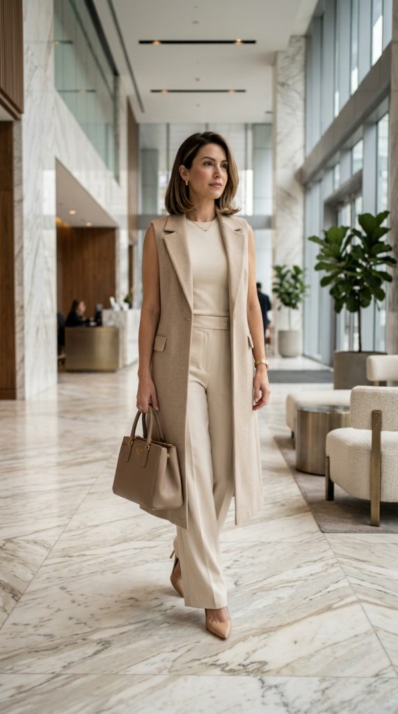 Sleeveless Long Vest Style