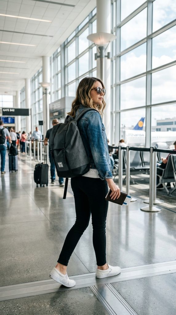 Slip On Sneakers With Denim Jacket
