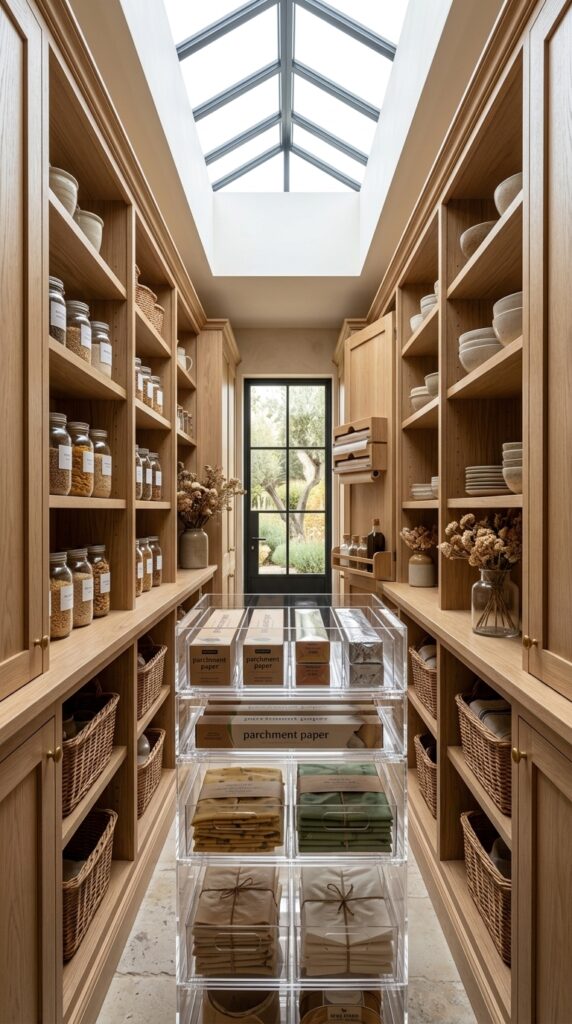Store Wraps in Clear Pantry Bins
