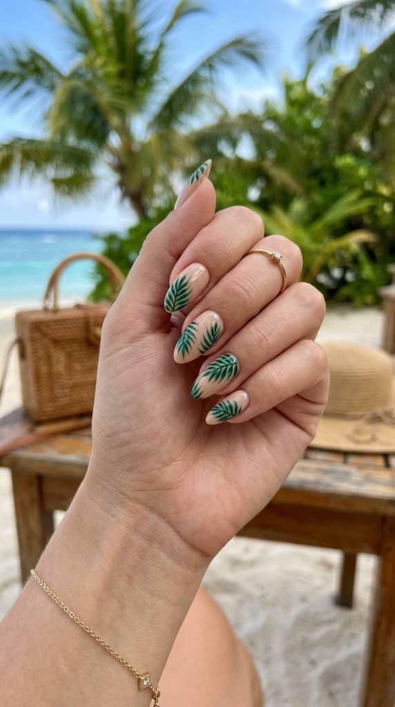 Tropical Palm Leaf Nails