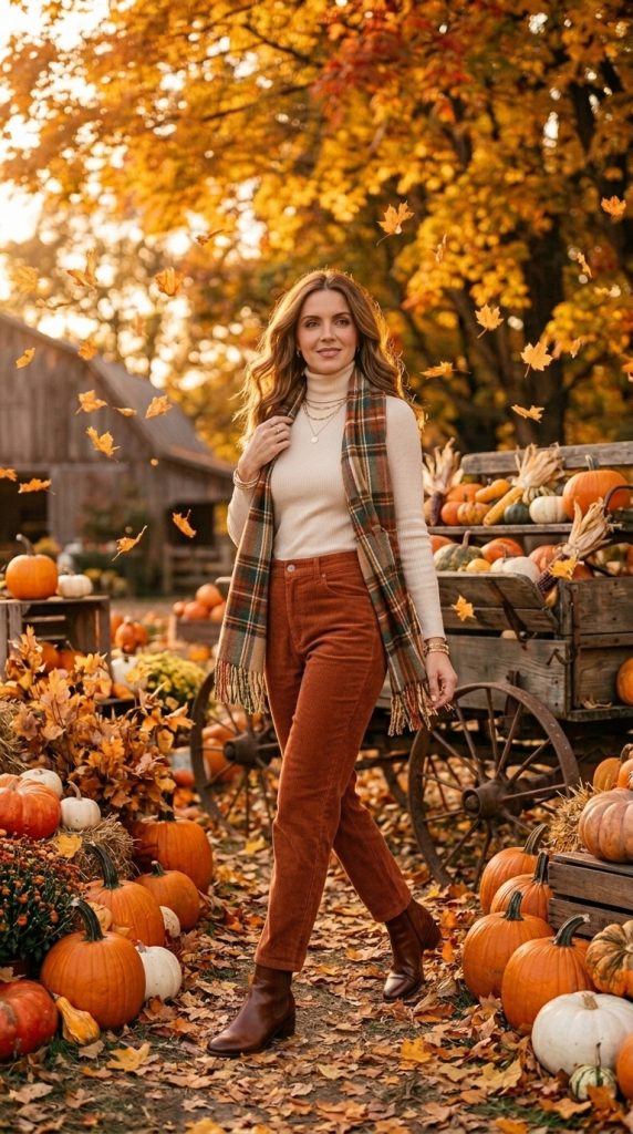 Turtleneck Sweater with Corduroy Pants