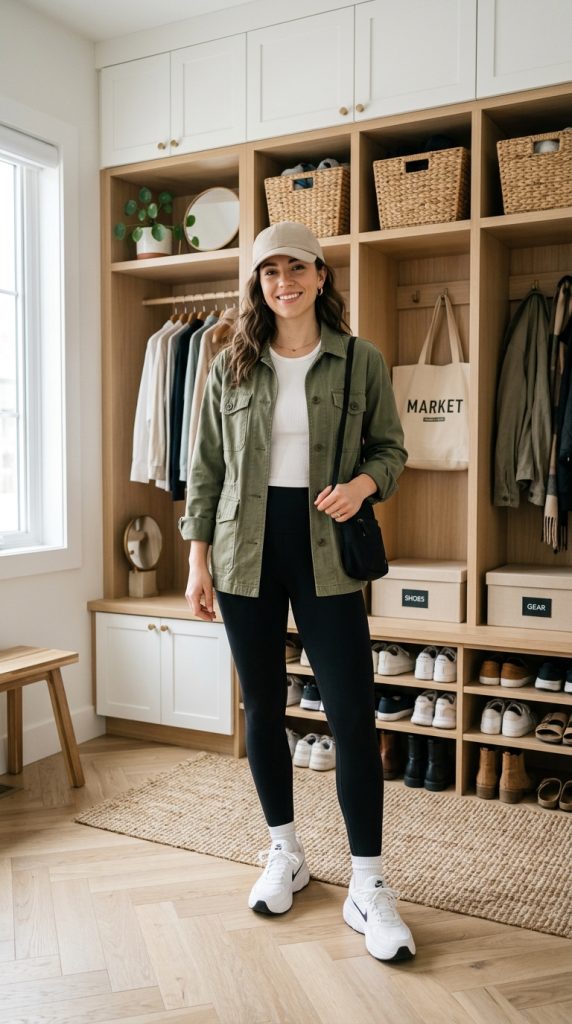 Utility Jacket With Black Leggings