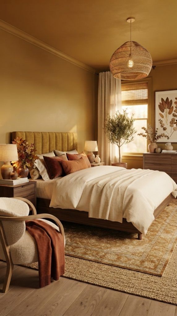 Warm Mustard Gold Bedroom