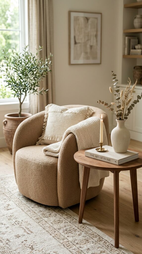 Accent Chair With a Round Side Table