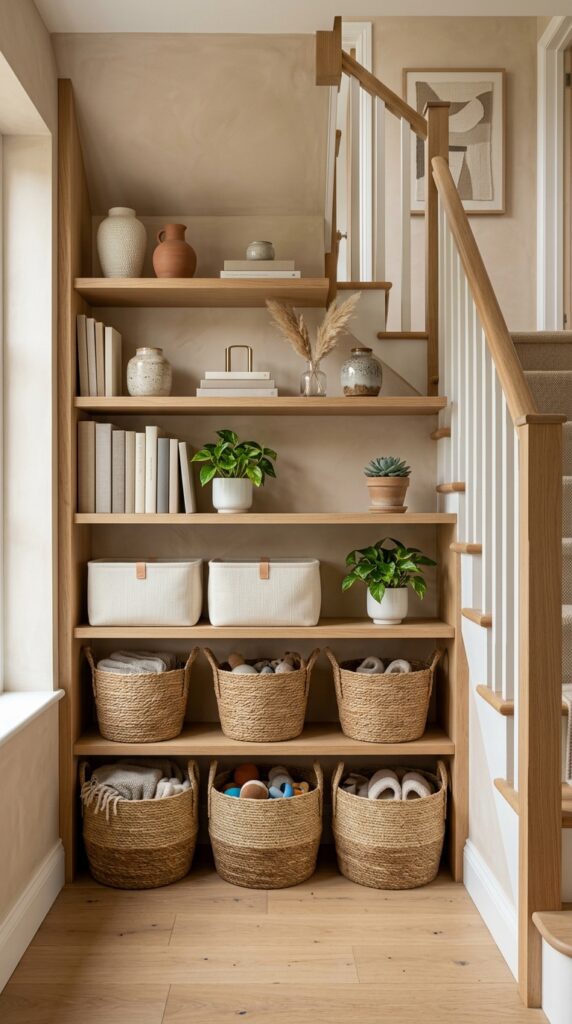 Add Decorative Baskets to Open Shelves
