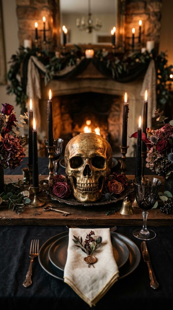 Antique Gold Skull Centerpiece