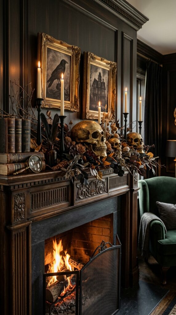 Antique Gold Skull Mantel Display