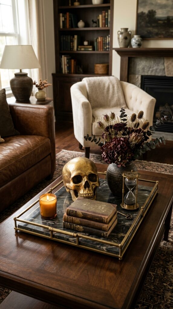 Antique Gold Skull Tabletop Tray