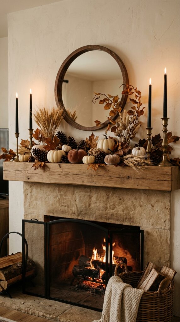 Autumn Black Candle Mantel