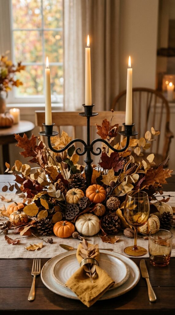 Autumn Wrought Iron Candelabra Display