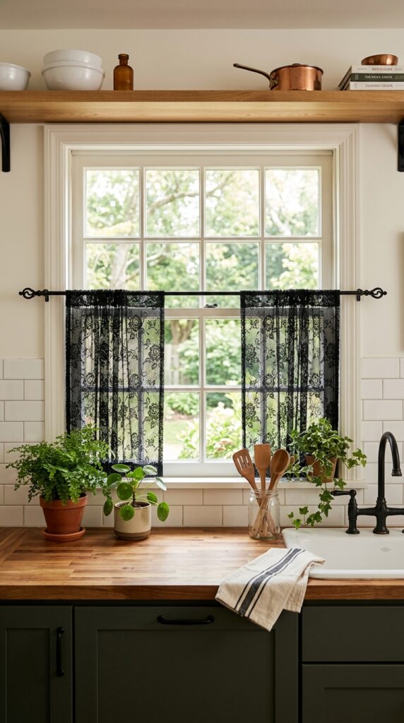 Black Lace Cafe Curtains
