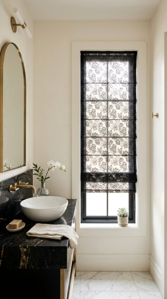 Black Lace Roman Shade