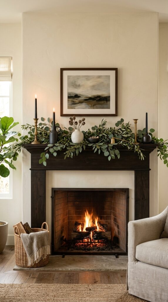 Black Taper Candles With Greenery