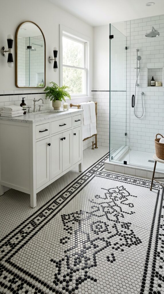 Black and White Penny Tile Pattern