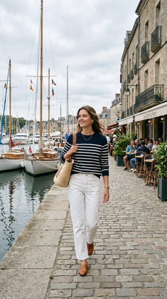 Breton Sweater With White Jeans