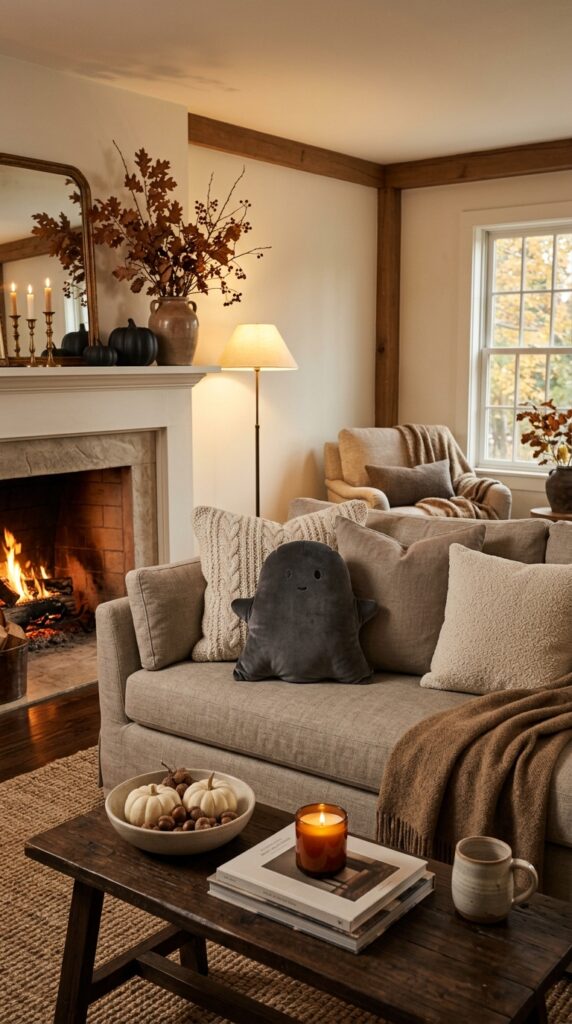 Charcoal Ghost Velvet Pillow