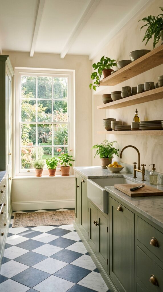 Checkerboard Floor With Green Accents