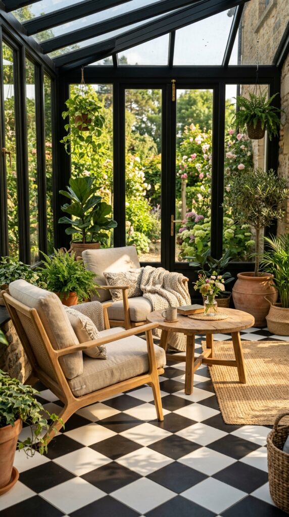 Checkerboard Patio or Sunroom Floor