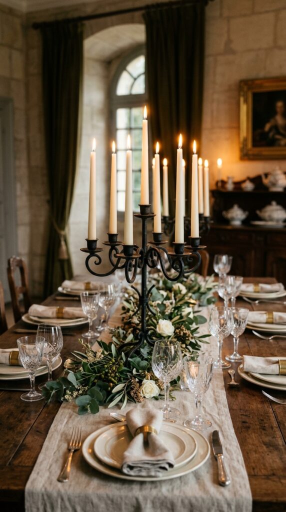 Classic Black Wrought Iron With Taper Candles