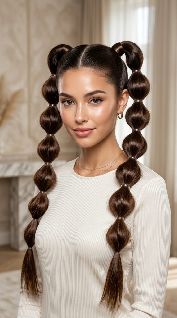 Classic High Bubble Braid Pigtails