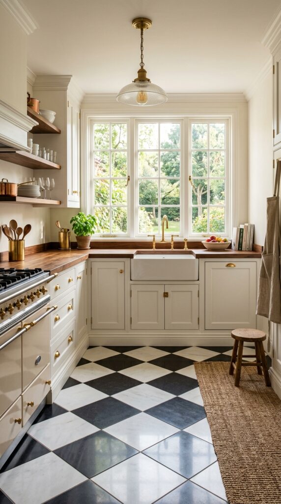 Classic Kitchen Checkerboard Floor