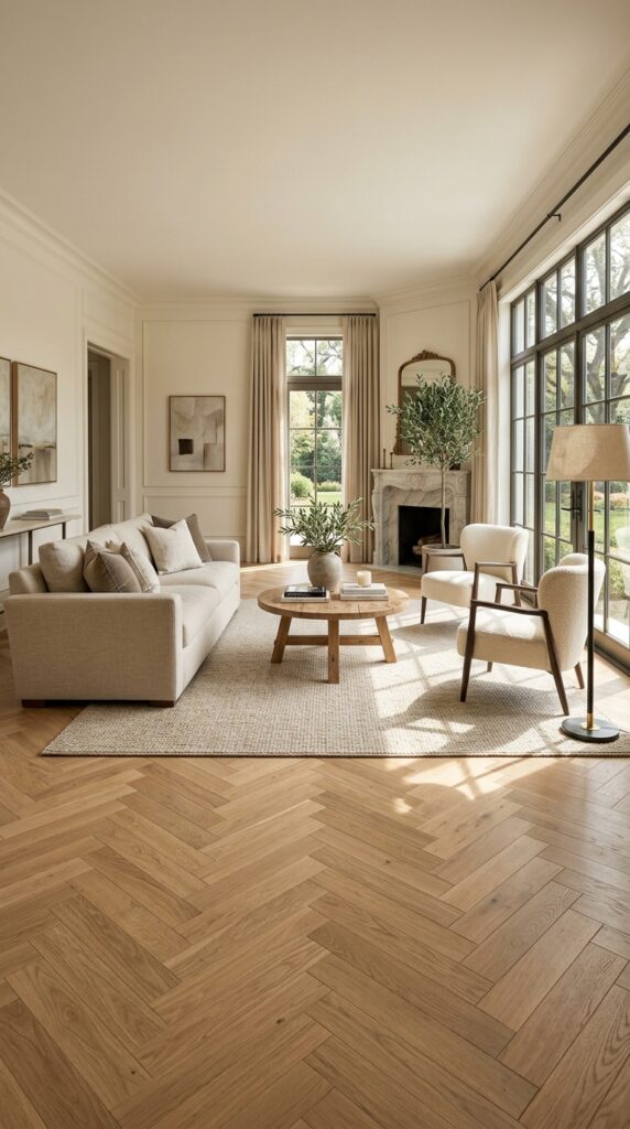 Classic Natural Oak Herringbone Floor