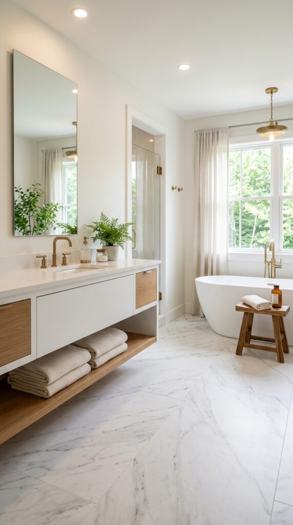 Classic White Marble Peel and Stick Floor