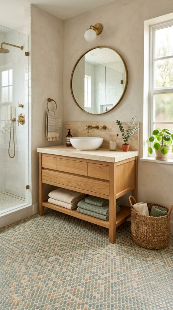 Colorful Penny Tile Floor