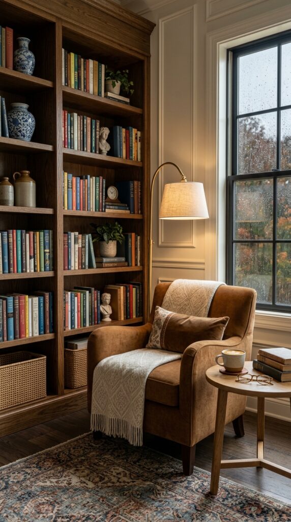 Cozy Corner With a Bookshelf