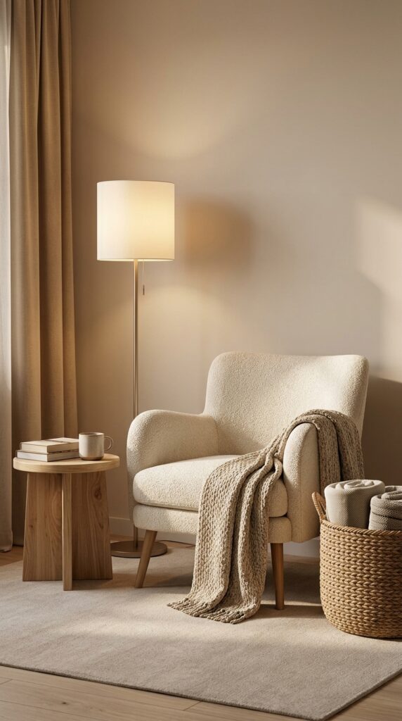 Cozy Reading Corner With a Floor Lamp
