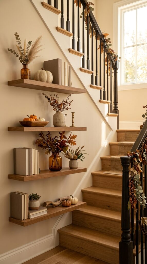 Create Seasonal Staircase Shelf Decor