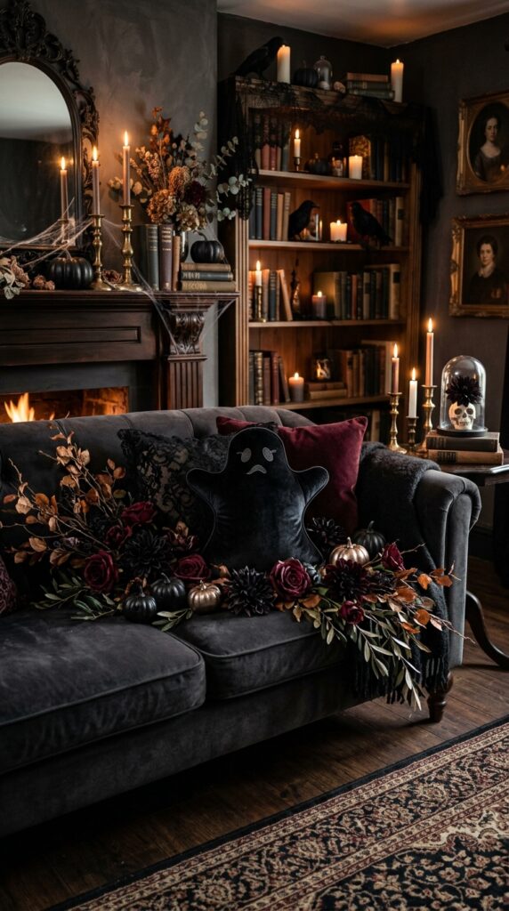Dark Floral Ghost Pillow
