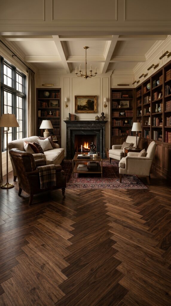 Dark Walnut Herringbone Floor
