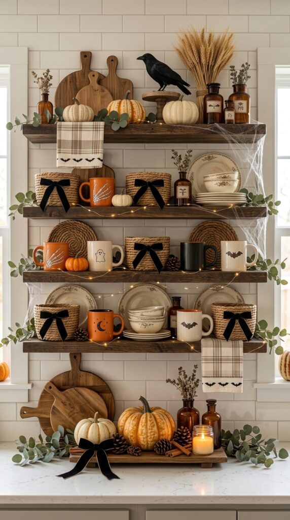 Decorate Open Kitchen Shelves