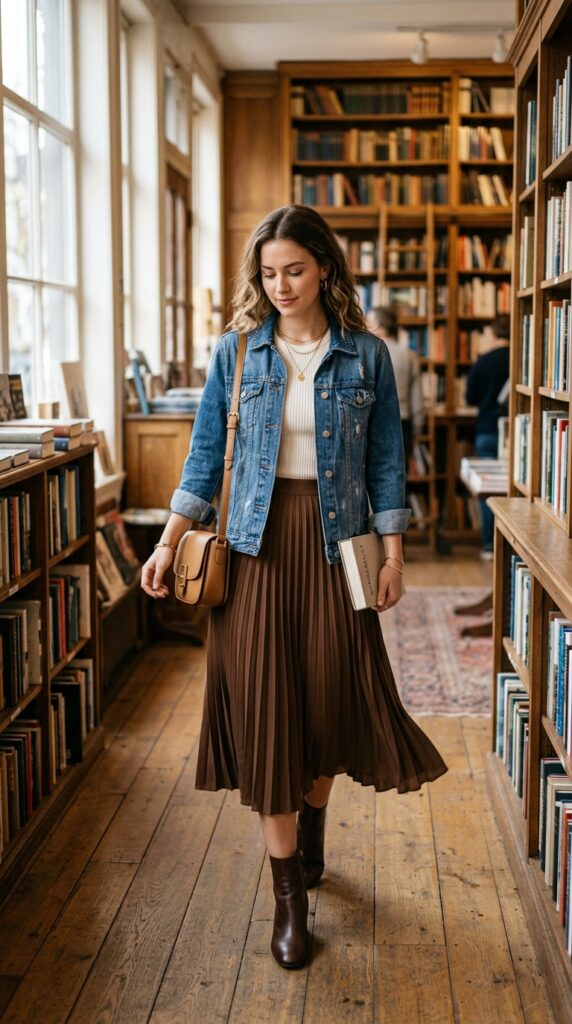 Denim Jacket With Midi Skirt