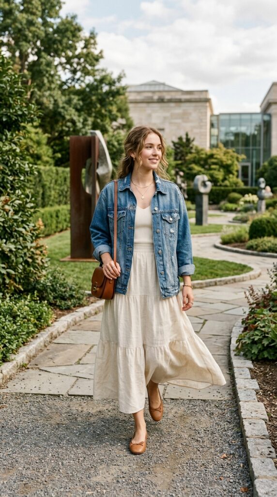 Denim Jacket With a Maxi Skirt